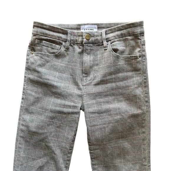 Frame Pants Womens Size 26 Le Crop Mini Boot Glen Plaid Gray - Picture 5 of 15